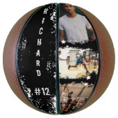 Sporty Custom Player Name & Number 3 Photo Collage バスケットボール (縦)