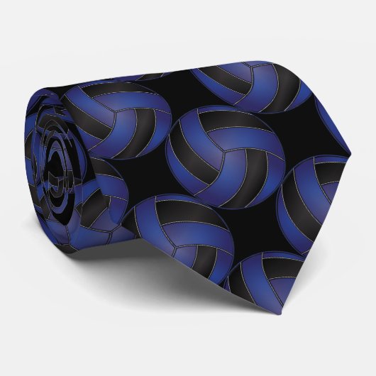 Sporty Dark Blue and Black Volleyball ネクタイ (ロール)