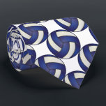 Sporty Dark Blue and White Volleyball ネクタイ<br><div class="desc">Volleyball Sport Men's Tie - Two side print. Featuring a blue and white sport volleyball pattern on a white background. A great gift for a volleyball player, volleyball fan or volleyball team coach, a fun sports design. More colors are available if you can't find your colors, please contact me. ⭐99%...</div>