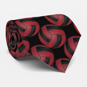 Sporty Dark Red and Black Volleyball ネクタイ