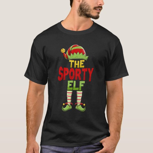 Sporty ELF Family Matching Group Christmas Pajamas Tシャツ (正面)