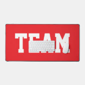 Sporty Fun Big Bold TEAM White Text On Bright Red デスクマット (キーボード&マウス)