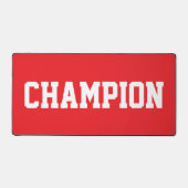 Sporty Fun CHAMPION White Text On Bright Red デスクマット (正面)