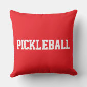 Sporty Fun White PICKLEBALL Text On Bright Red クッション (裏面)
