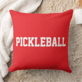 Sporty Fun White PICKLEBALL Text On Bright Red クッション (ブランケット)