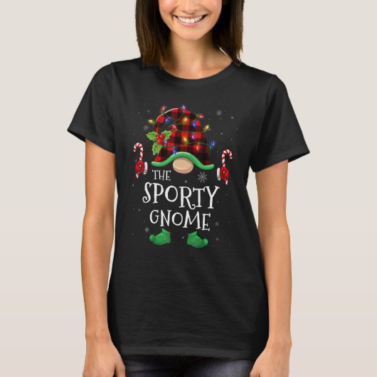 Sporty Gnome Buffalo Plaid Matching Family Christm Tシャツ (正面)