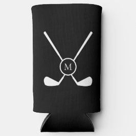Sporty Golf Clubs Illustration Custom Monogram スリム缶クーラー