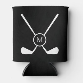 Sporty Golf Clubs Illustration Custom Monogram 缶クーラー