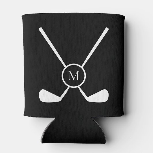Sporty Golf Clubs Illustration Custom Monogram 缶クーラー (裏面)