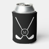 Sporty Golf Clubs Illustration Custom Monogram 缶クーラー (缶裏面)