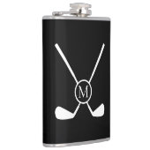 Sporty Golf Clubs Illustration White Monogram フラスク (右)