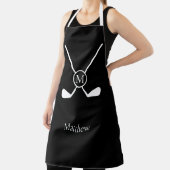 Sporty Golf Clubs Illustration White Monogram M  エプロン (インサイチュ)