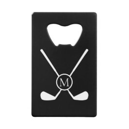 Sporty Golf Clubs Illustration White Monogram M  クレジットカード栓抜き