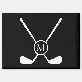 Sporty Golf Clubs Illustration White Monogram M  マグネット
