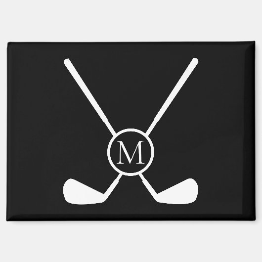 Sporty Golf Clubs Illustration White Monogram M マグネット (正面)