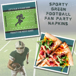 Sporty Green Football Fan Party Napkins スタンダードランチョンナプキン