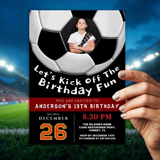 Sporty Photo Birthday Invitation For Boys | Soccer 招待状