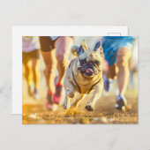 Sporty Pug Running During Exercise ポストカード (正面/裏面)