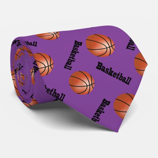 Sporty Purple Background | Basketball ネクタイ (ロール)