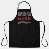 Sporty Red Blue Gold BBQ Beer Football | Black エプロン (正面)