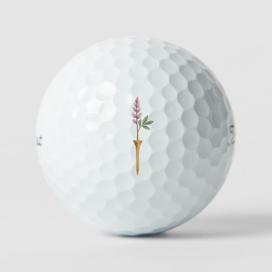 Sporty Romantic Floral Stem Golf Tee Wedding Favor ゴルフボール (正面)