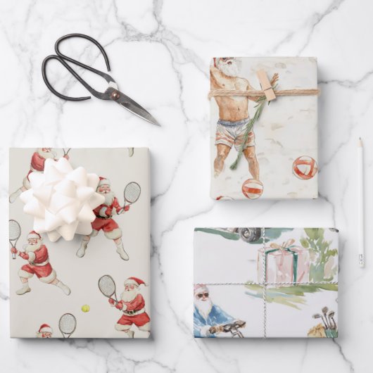 Sporty Santa Wrapping Paper Flat Sheet Set ラッピングペーパーシート (正面)
