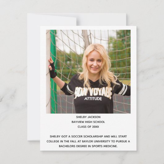 Sporty Script Overlay大学院写真卒業 案内状 (裏面)