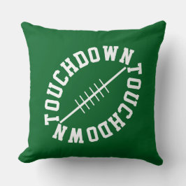 Sporty Slant Football TOUCHDOWN On Deep Green クッション