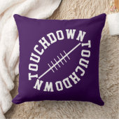 Sporty Slant Football TOUCHDOWN On Deep Purple クッション (ブランケット)