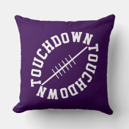 Sporty Slant Football TOUCHDOWN On Deep Purple クッション