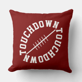 Sporty Slant Football TOUCHDOWN On Deep Red クッション