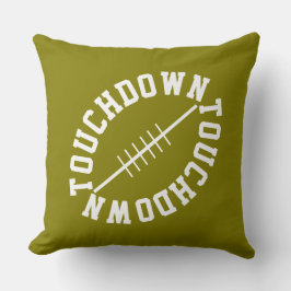 Sporty Slant Football TOUCHDOWN On Golden Olive クッション