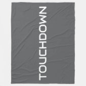 Sporty TOUCHDOWN Modern Text On Bold Deep Gray フリースブランケット (正面)