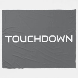 Sporty TOUCHDOWN Modern Text On Bold Deep Gray フリースブランケット