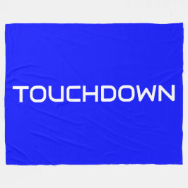 Sporty TOUCHDOWN Modern Text On Bold Royal Blue フリースブランケット