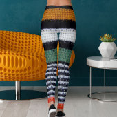 Sporty Women Striped Wool Texture Knitted Pattern  レギンス