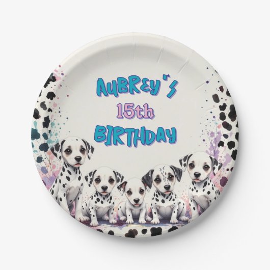 Spot-tacular Dalmatian Puppy Birthday Party ペーパープレート (正面)