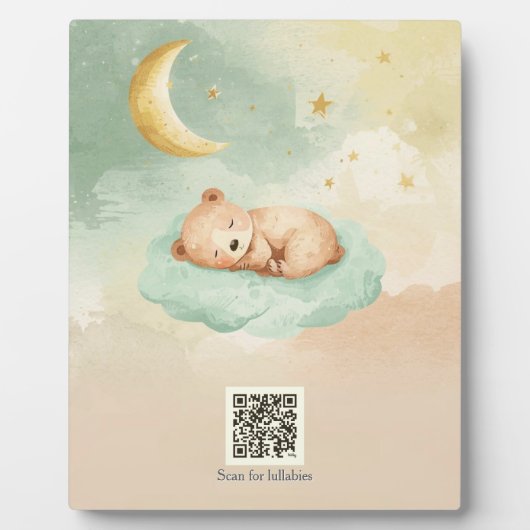 Spotify子守唄QRクラウド上の眠れるクマの保育園 フォトプラーク (正面)