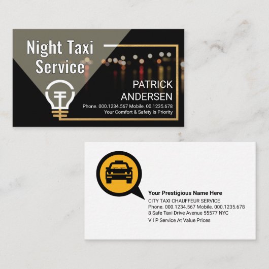 Spotlight On Night Taxi Service 名刺 (正面/裏面)