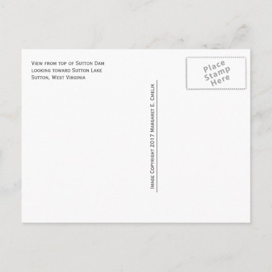 Spotlight、Sutton Dam、Sutton Lake、ウェストバージニア ポストカード (裏面)
