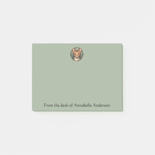 Spotted Art Nouveau Cat Personalize Notes ポストイット (正面)