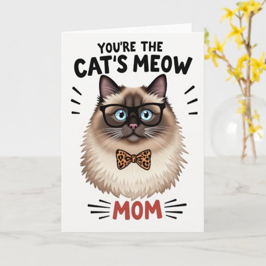 Spotted Bow Tie Mom Card カード (黄色い花)