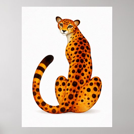 Spotted Cheetah Portrait Back View ポスター (正面)