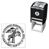 Spotted Giraffe by Tree #2 Name Address セルフインキングスタンプ (インサイチュ)