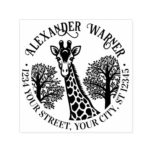 Spotted Giraffe Head #3 Name差出人住所 セルフインキングスタンプ (デザイン)