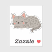 Spotted Gray Leopard Cat – Playful Cartoon シール (シート)