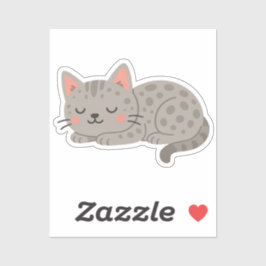 Spotted Gray Leopard Cat – Playful Cartoon シール