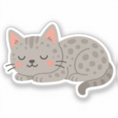 Spotted Gray Leopard Cat – Playful Cartoon シール (正面)