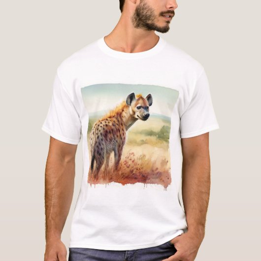 Spotted Hyena in the Savannah - Watercolor Tシャツ (正面)