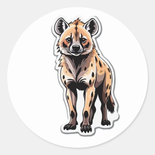 Spotted Hyena Sticker – 野生生物を解放 ラウンドシール (正面)